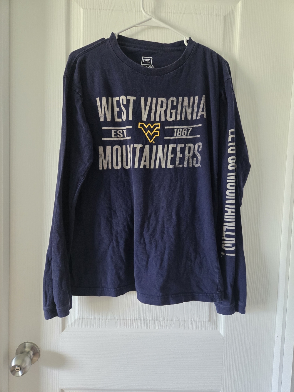 Pro Edge Navy Blue West Virginia Mountaineers Long Sleeve Tee